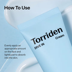 Torriden DIVE IN Cream 80ml (2.71 fl. oz.) | Facial Moisturizer for Sensitive, Oily Skin | Lightweight and Moistrul Creamy Texture | Hyaluronic Acid Cream, Allantoin