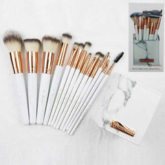 BH Cosmetics - White Marble Signature Rose Gold 13/Piece Brush Set With Holder