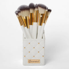 BH Cosmetics - White Studded Elegance 12/Piece Brush Set With Brushes Holder