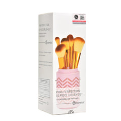 BH Cosmetics - Pink Perfection 10/Piece Brush Set With Button Holder
