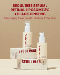 K-SECRET | SEOUL 1988 Serum : Retinal Liposome 2% + Black Gingeng, 30ml/1.01fl.oz | 58% Black Gingeng Extract with Retinal, Bakuchiol, Vitamin C & 3 Peptides Serum for Wrinkle Care | Korean Skincare |