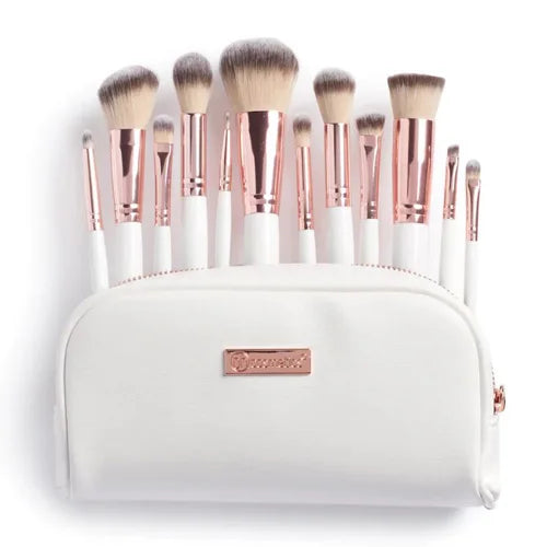 BH Cosmetics - Rose Romance 12/Piece Brush Set With White Cosmetic Case