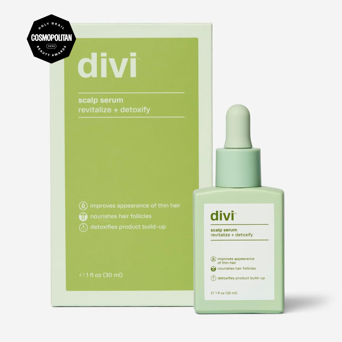 DIVI Revitalize And Detoxify Your Scalp With Divi Scalp Serum - Aids Against Hair-Thinning, Nourishes Hair Follicles, And Removes Product Build-Up 30ml