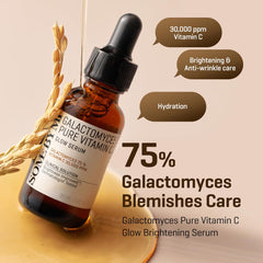 SOME BY MI Galactomyces Pure Vitamin C Glow Serum - 1.01Oz, 30ml - Korean Vitamin C Face Serum for Glow Glass Skin - Dark Spot Correcting Ampule with Brightening and Elasticity Care - Korean Skin Care