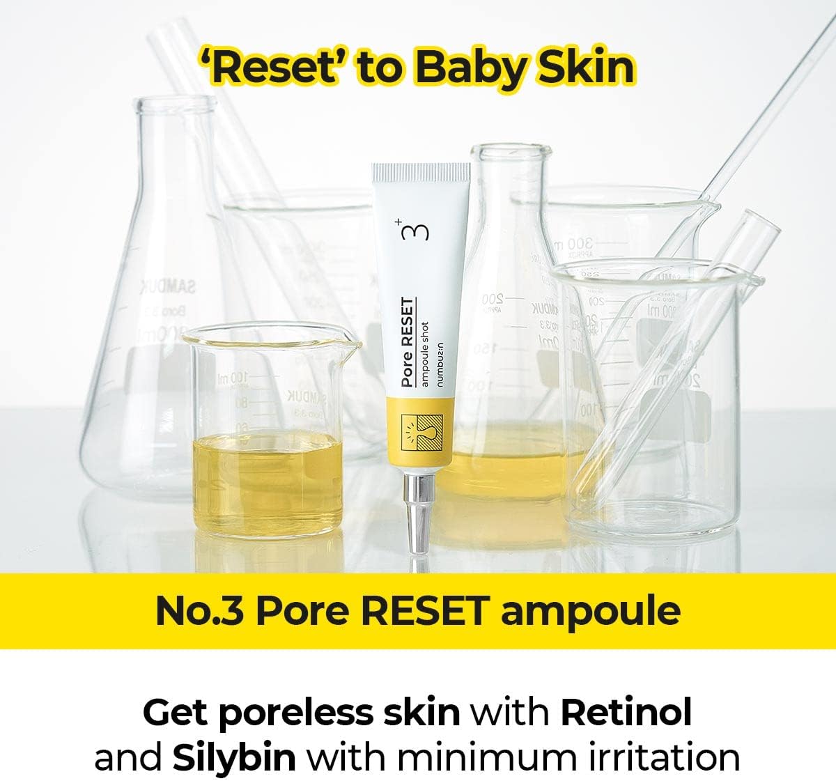 Numbuzin No.3 Pore Reset Ampoule Shot | Retinol, Silybin, Niacinamide, Adenosine, Saggy Pores, Excess Sebum | Korean Skin Care for Face