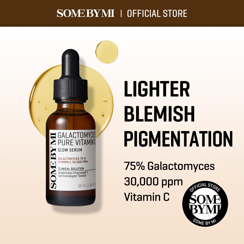 SOME BY MI Galactomyces Pure Vitamin C Glow Serum - 1.01Oz, 30ml - Korean Vitamin C Face Serum for Glow Glass Skin - Dark Spot Correcting Ampule with Brightening and Elasticity Care - Korean Skin Care