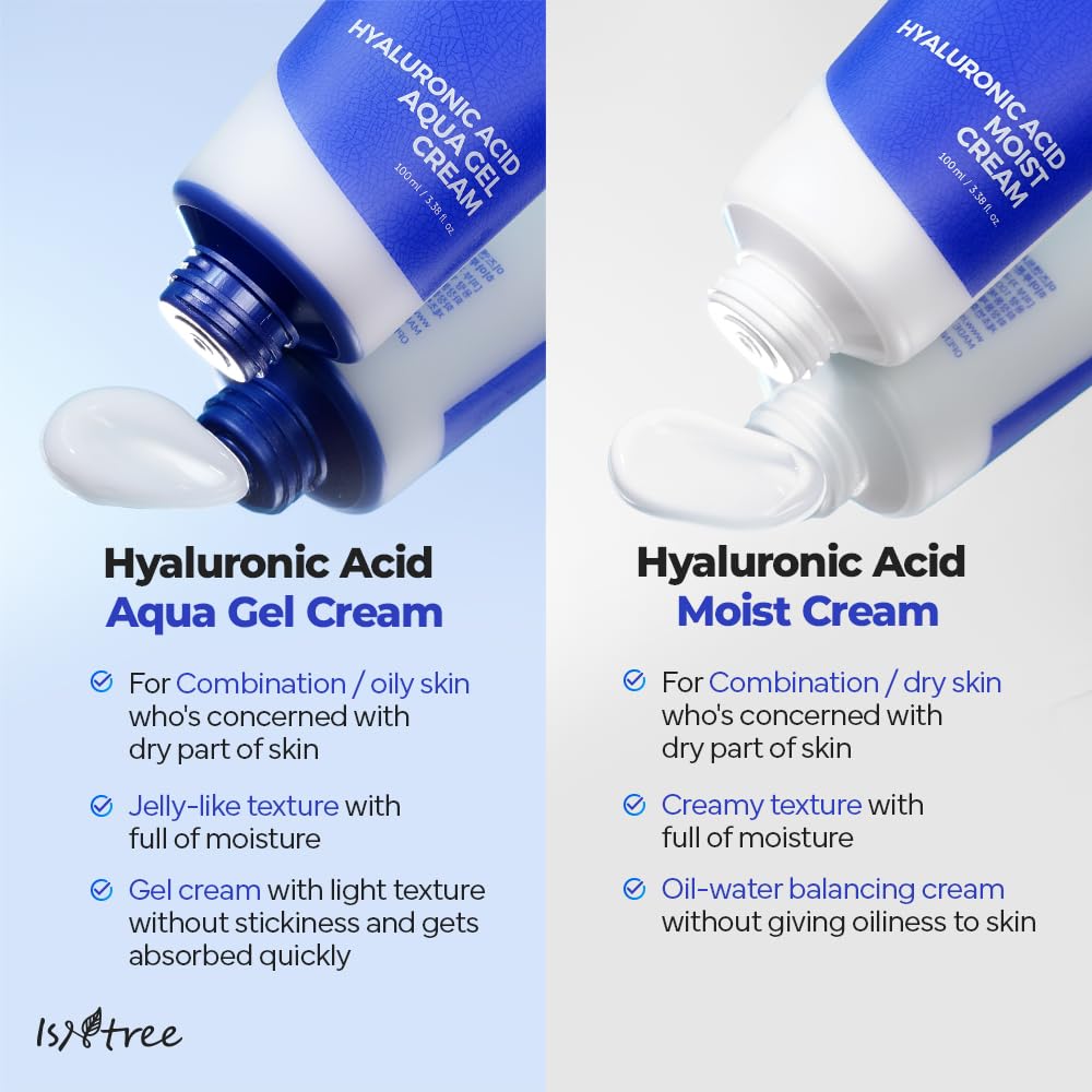 ISNTREE Hyaluronic Acid Aqua Gel Cream 100ml, 3.38 fl oz | Korean Skincare | Lightweight Moisturizer | Quick-Absorbing Hydration | For Oily to Combination Skin