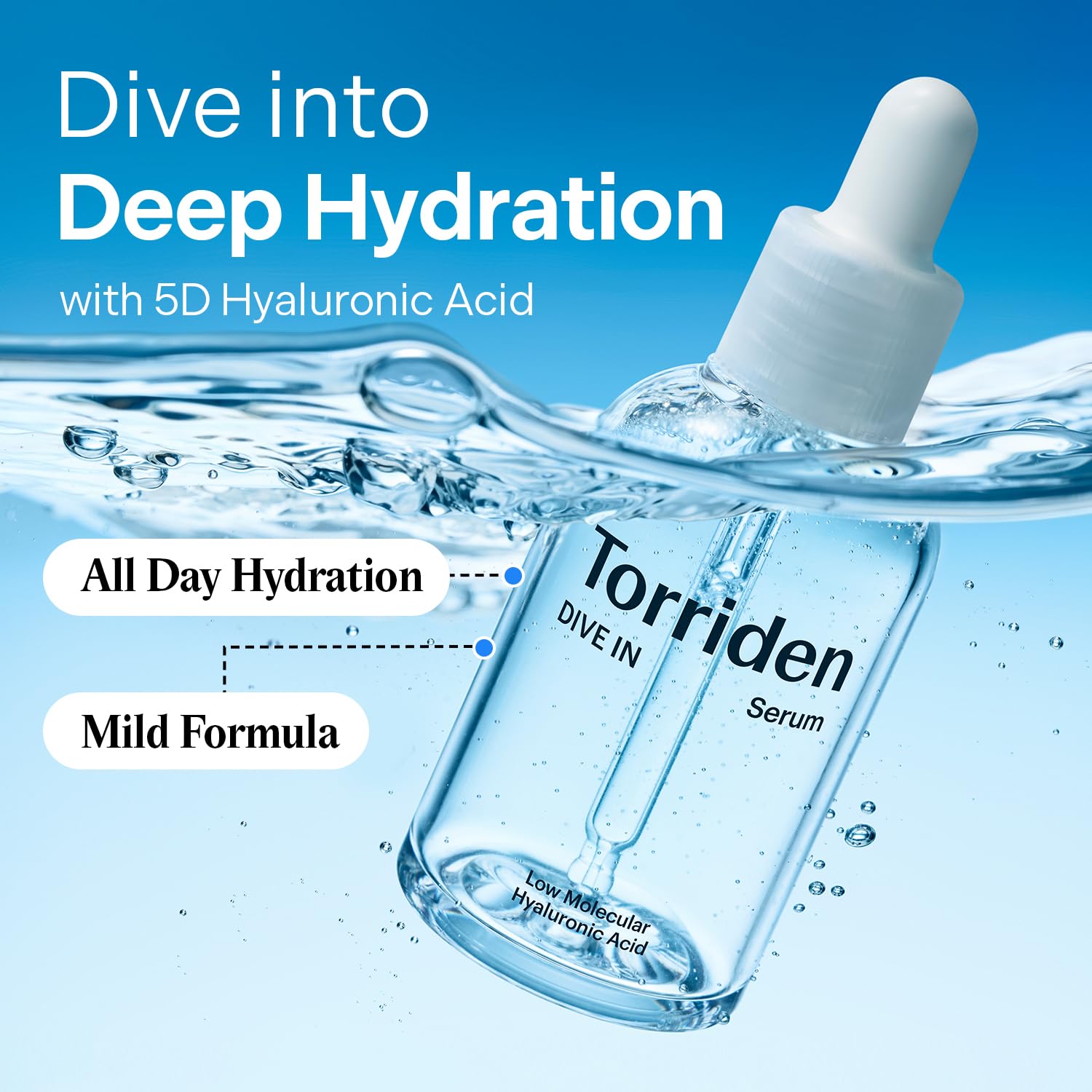 Torriden DIVE IN Hyaluronic Acid Serum 50ml (1.69 fl.oz.) | Hyaluronic Acid, Panthenol, Allantoin | Korean Facial Serum