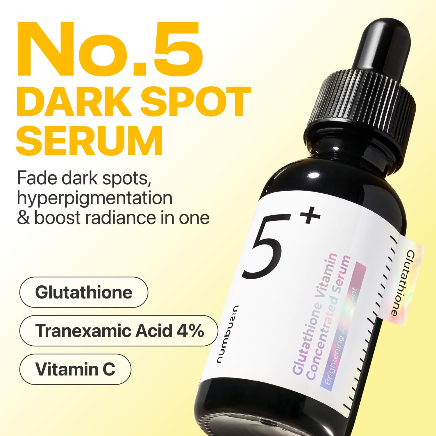 Numbuzin No.5 Serum | Tranexamic Acid 4%, Niacinamide 5%, Glutathione, Vitamin C | Vitamin Concentrated Serum | Hyperpigmentation| Suitable for Sensitive Skin, Korean Skincare | 1.01 fl. oz.