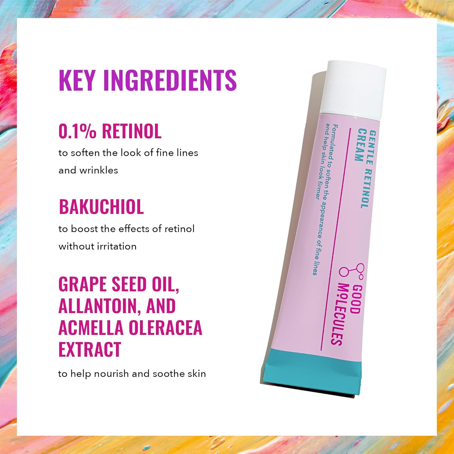 Good Molecules Gentle Retinol Cream - Retinol Night Cream to Minimize Appearance of Fine Lines & Wrinkles, Skin Tightening Recipe with Bakuchiol, Anti-Aging Skin Care For Face
