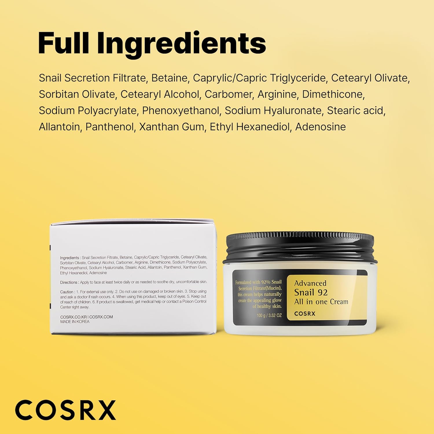 COSRX Snail Mucin 92% Face Moisturizer 100g