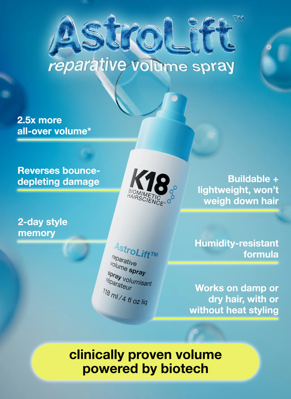 K18 AstroLift™ reparative volume spray 118ml