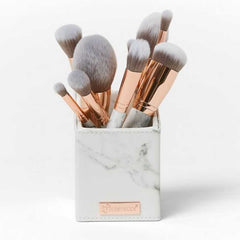 BH Cosmetics - White Marble Signature Rose Gold 13/Piece Brush Set With Holder