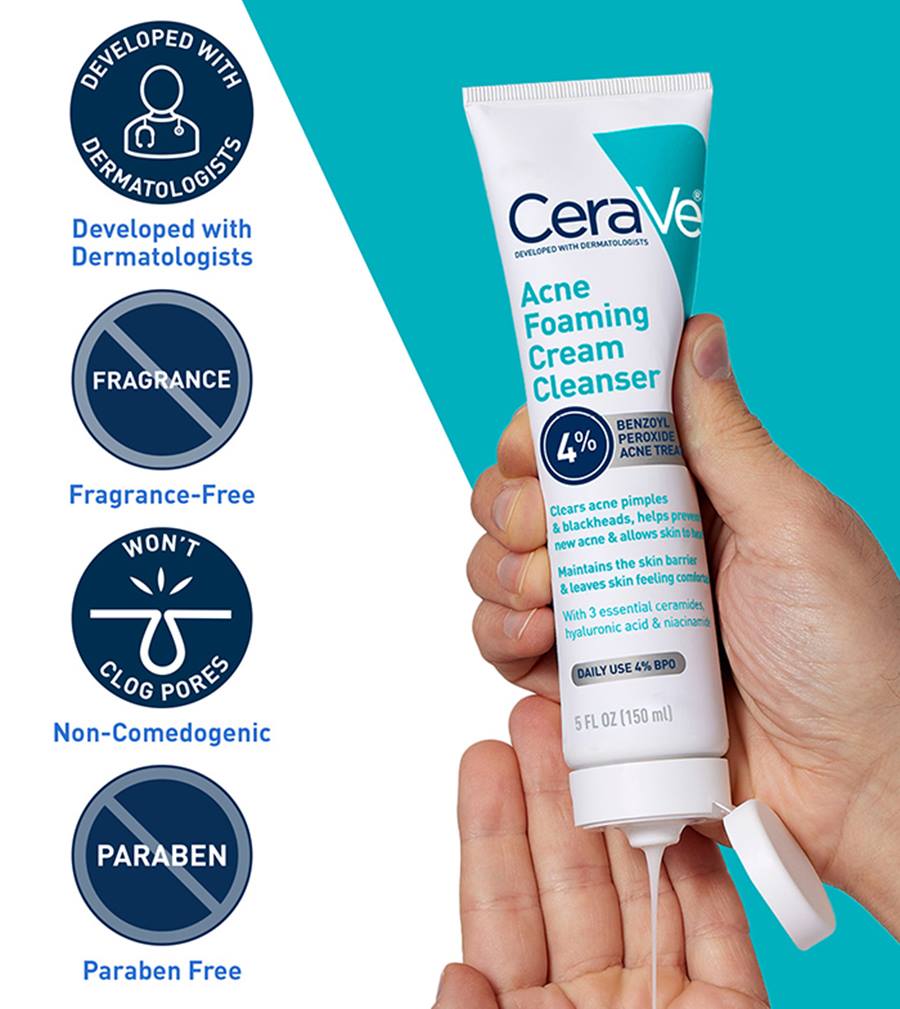 CeraVe Acne 4% Benzoyl Peroxide Foaming Cream Cleanser 150 ML