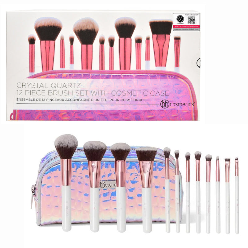 BH cosmetics - Crystal Quartz 12/Piece Brush Set With Mermaid Zip Bag