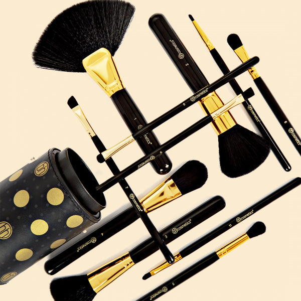 BH Cosmetics - Dot Collection 11/piece Brush Set With Button Holder