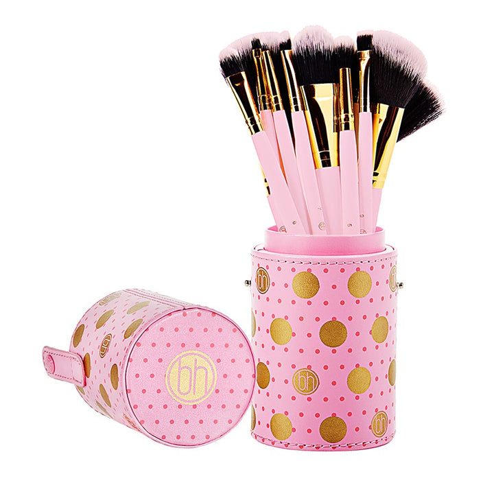 BH Cosmetics - Dot Collection 11/piece Brush Set With Button Holder