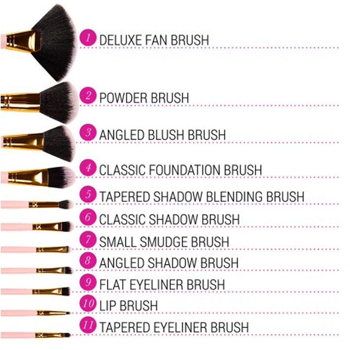 BH Cosmetics - Dot Collection 11/piece Brush Set With Button Holder