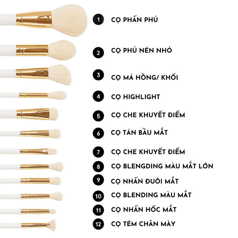 BH Cosmetics - There's Snowbody Like You 12/Piece Brush Set With Shimmer Gold Holder