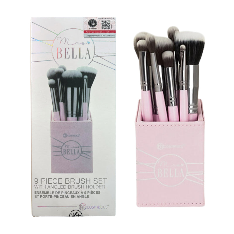 BH Cosmetics - Mrs Bella 9/Piece Brush Set With Angled Brush Holder