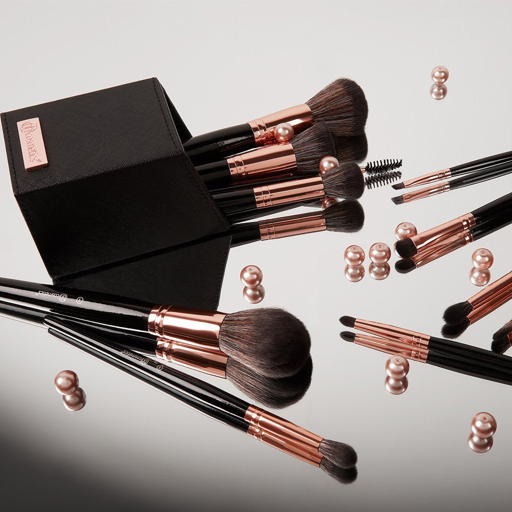 BH Cosmetics - Signature Rose Gold 13/Piece Brush Set With Black Brushes Holder