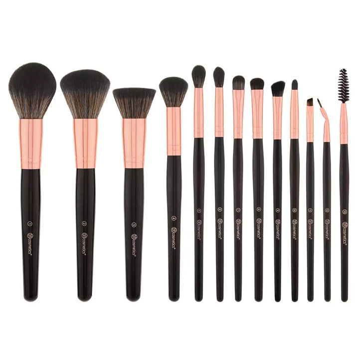 BH Cosmetics - Signature Rose Gold 13/Piece Brush Set With Black Brushes Holder
