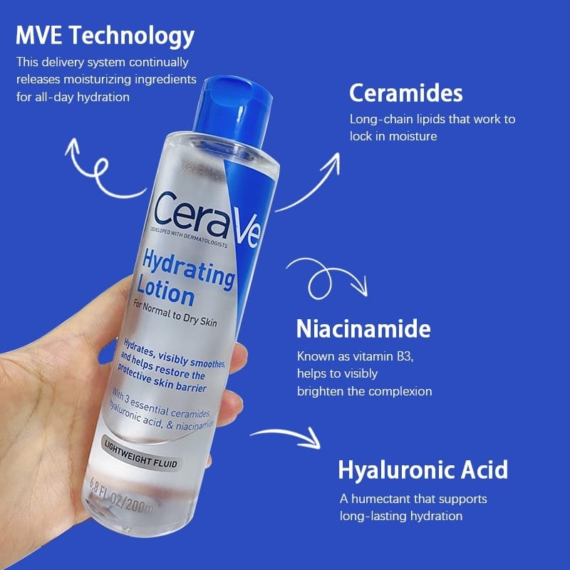 Cerave Hydrating Lotion | Light Weight Moisturizer For Dry & Sensitive Skin 200 ML