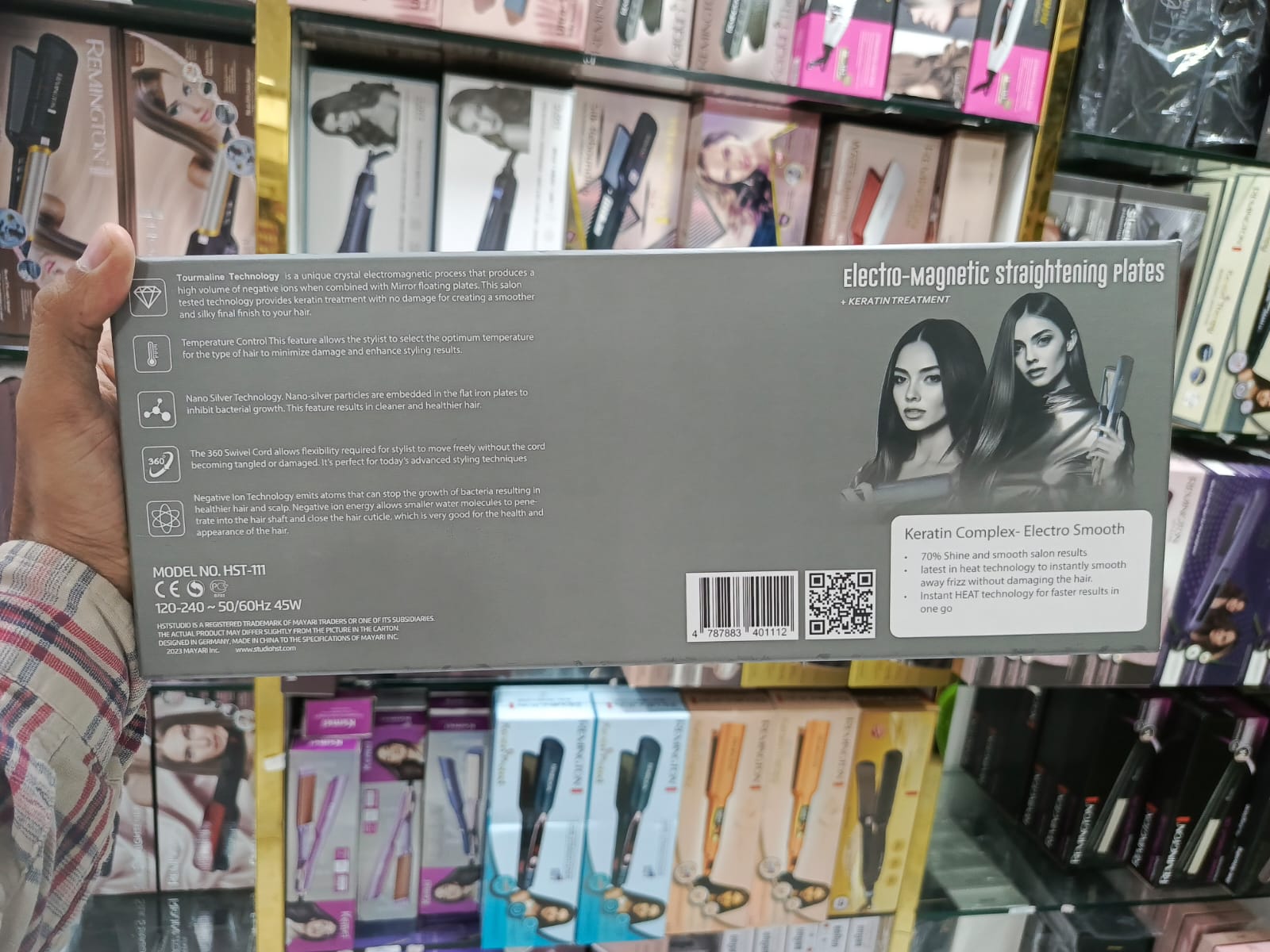 HST-111 (Black ) Studio Professional Electro Magnetic Straightener ( Orignal )