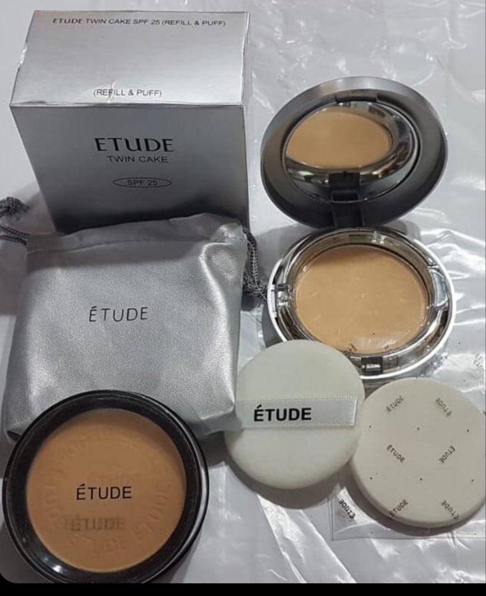 Etude Twin Cake 2in1 Compact Powder + Refill Combo ( 3/Shades Available )