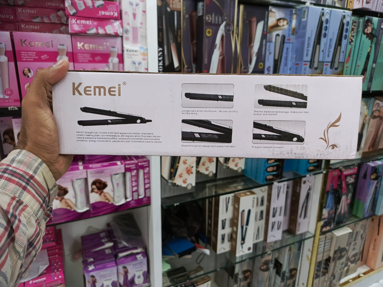 Kemei KM-2139 Single Button Slim Body Automatic Heating Hair Straightener