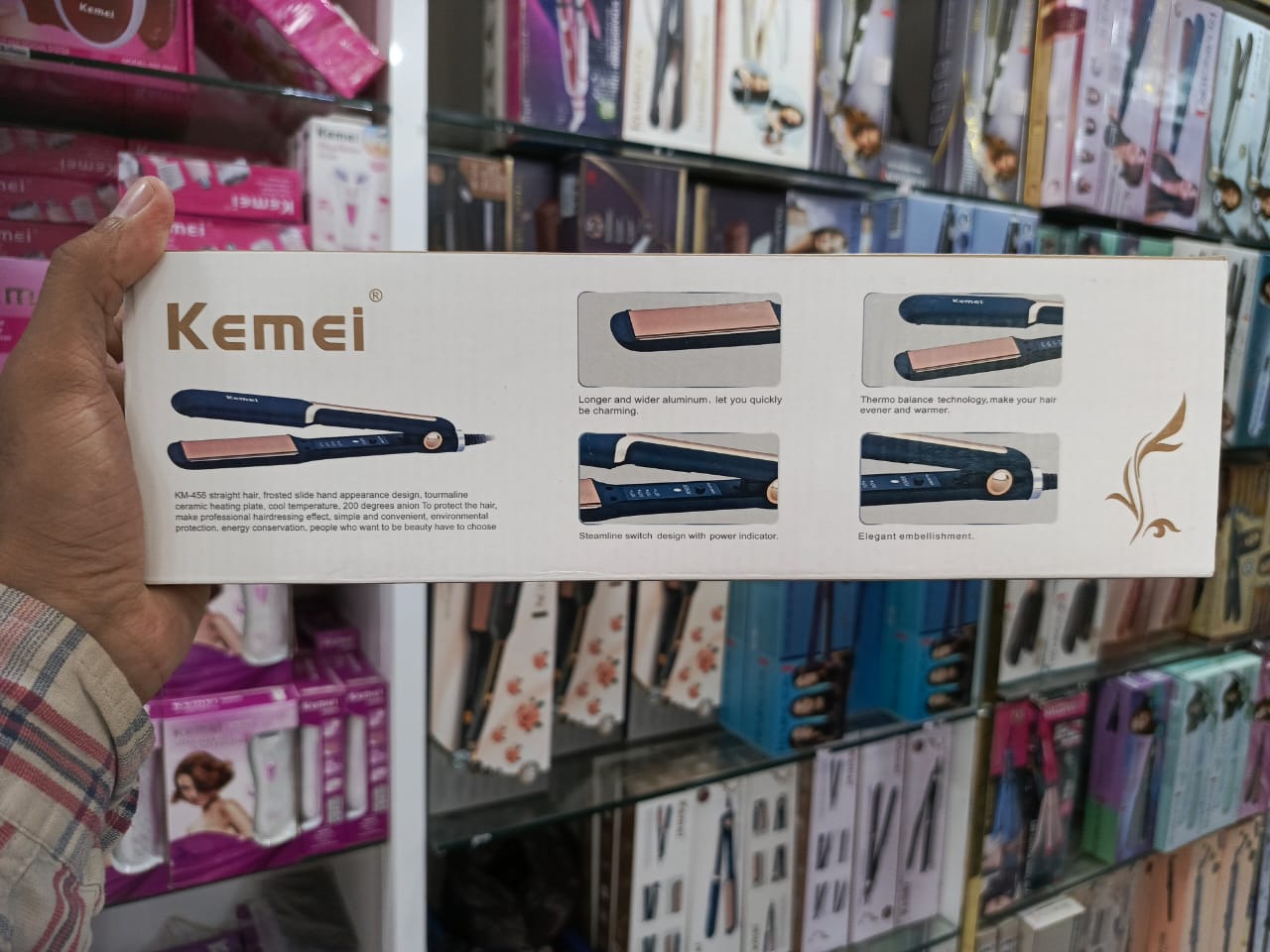 Kemei KM-458 Single Button Automatic Heating Hair Straightener