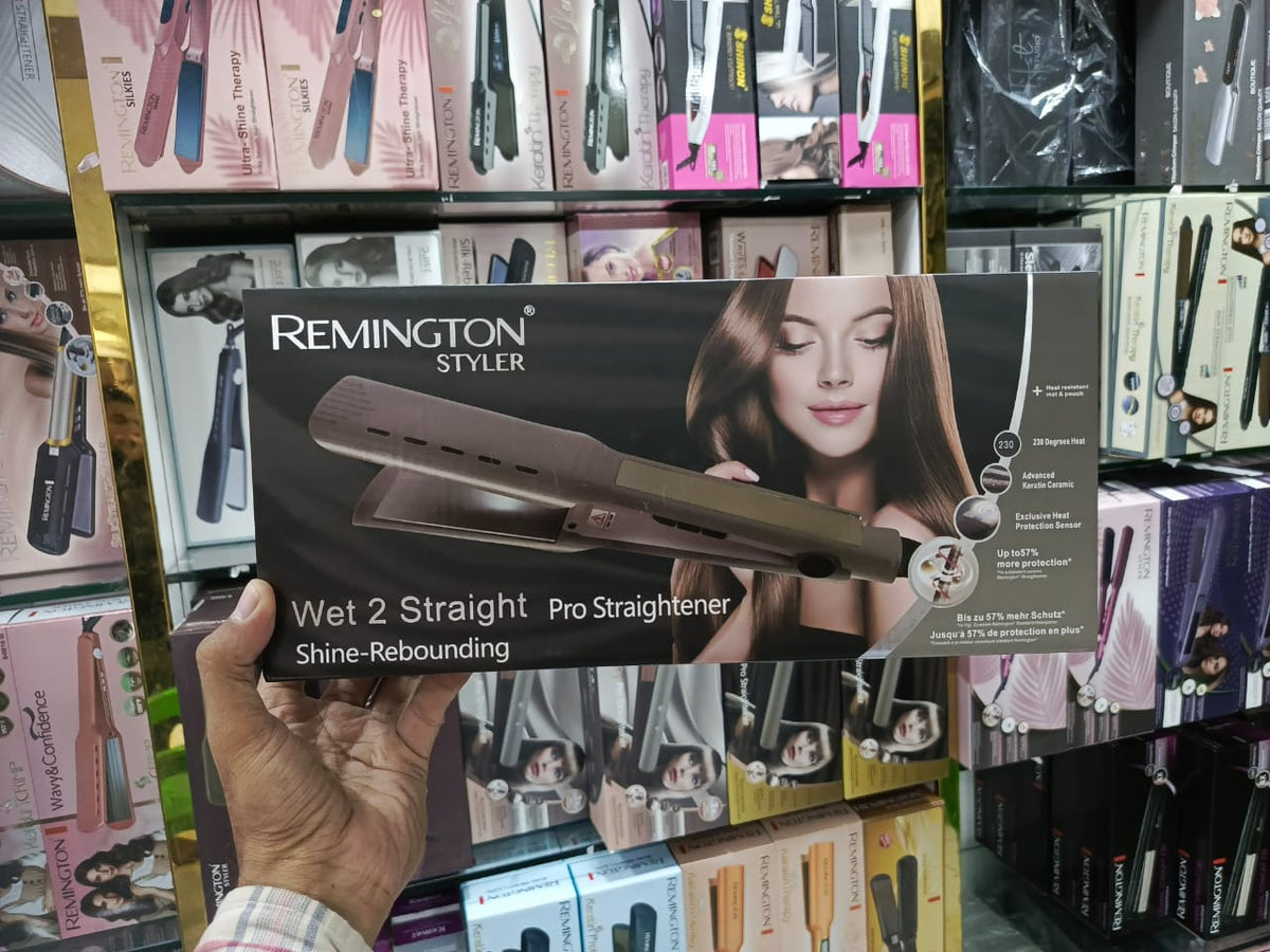 Remington R-9880 Wet 2 Straight Shine Rebounding Ultra Thin Digital Temperature Display Hair Straightener Machine
