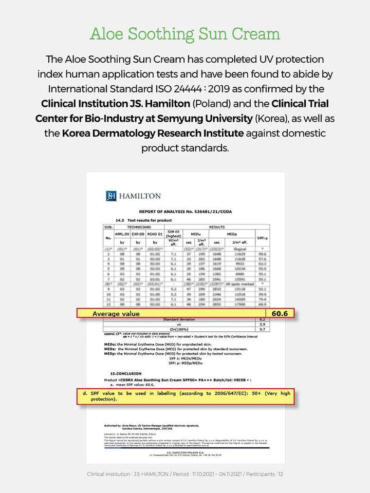 COSRX  Aloe Soothing Sun Cream SPF50+/ PA+++ 50ml