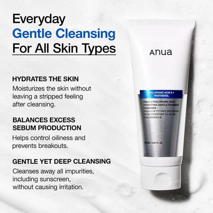 ANUA Hyaluronic Acid 8+ Hydrating Gentle Foaming Cleanser 150ml