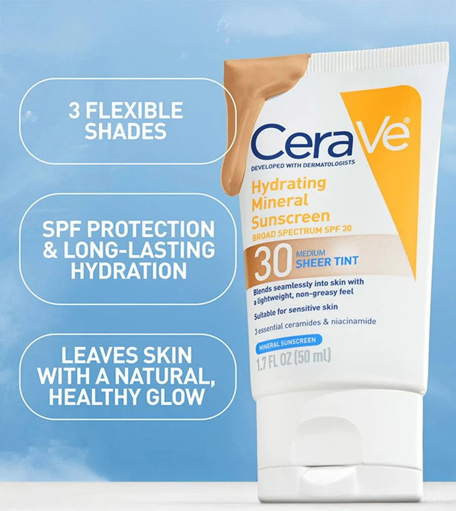 CeraVe Hydrating Mineral Sunscreen SPF-30 Face Sheer Tint 50 ML