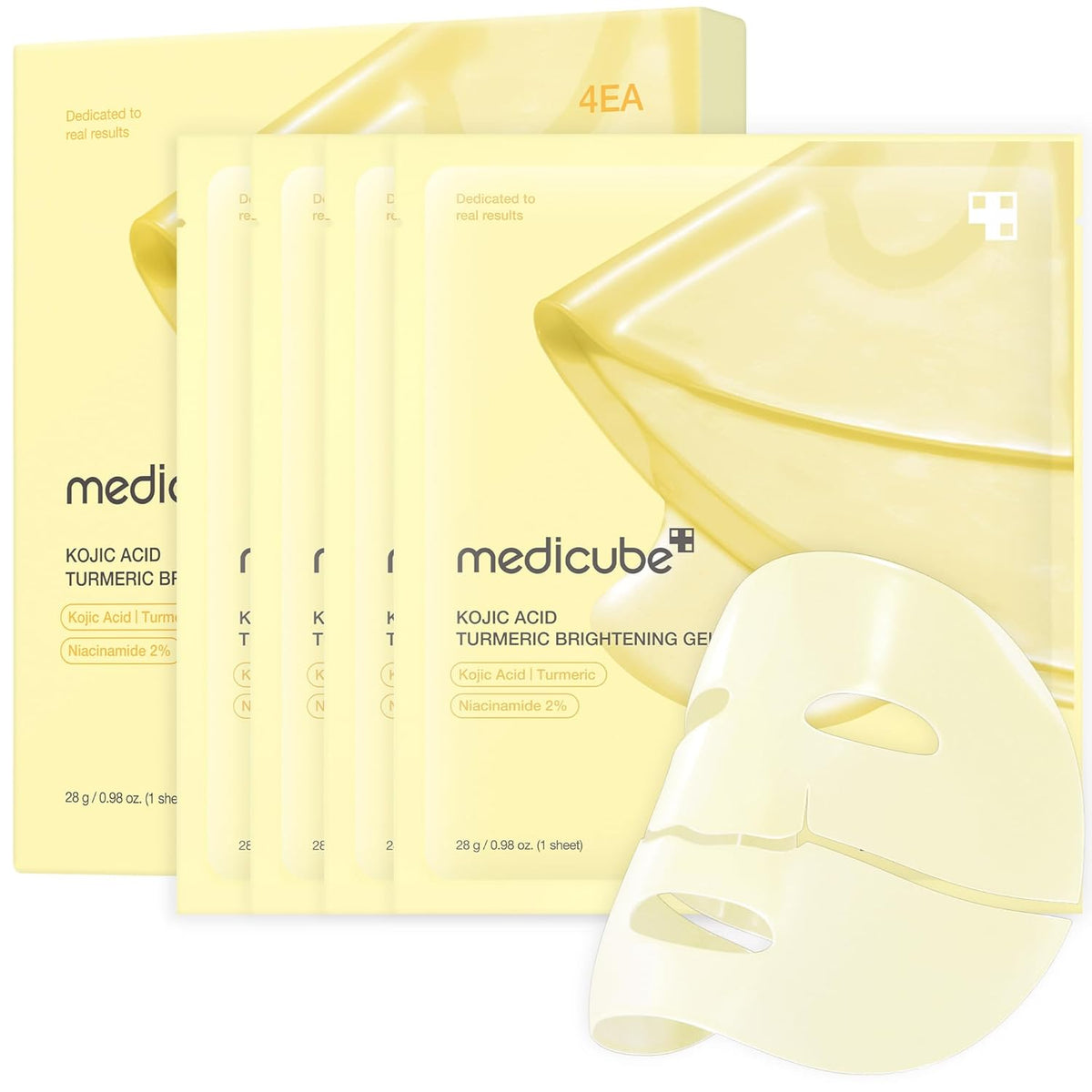 Medicube Kojic Acid Turmeric Gold Jelly Gel Face Sheet Mask ( 4/Sheets Box )