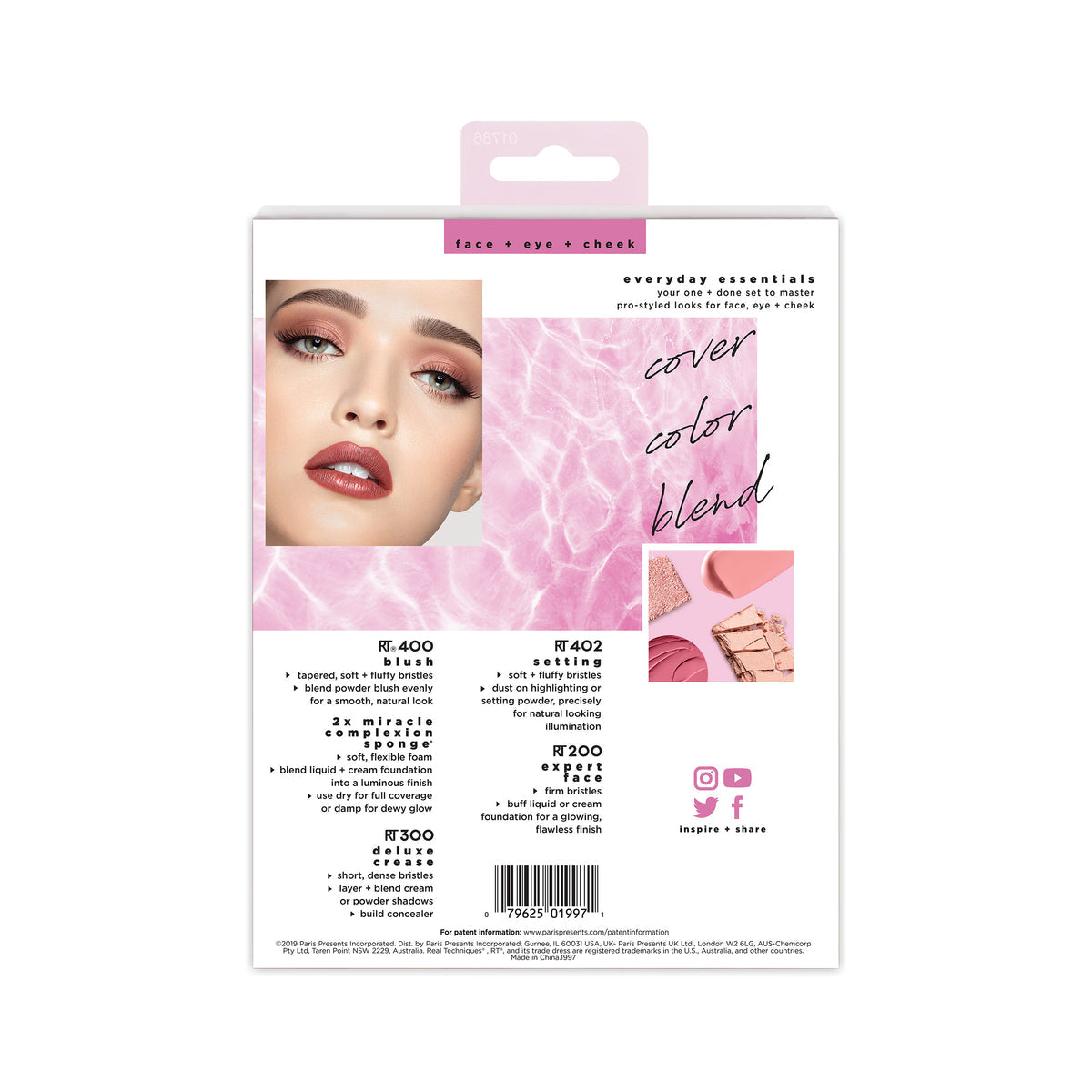 Real Techniques Everyday Essentials Makeup Brush Set With Bonus Miracle Complexion Sponge