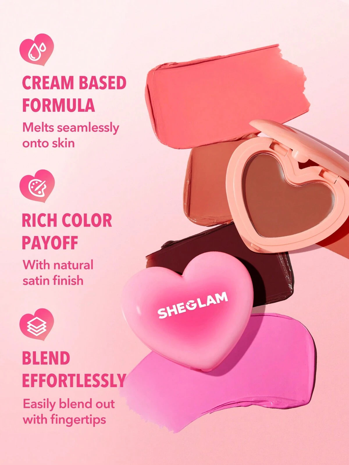 SHEGLAM Heart-Shaped Playing Cupid Cream Blush (4/Shades Available)