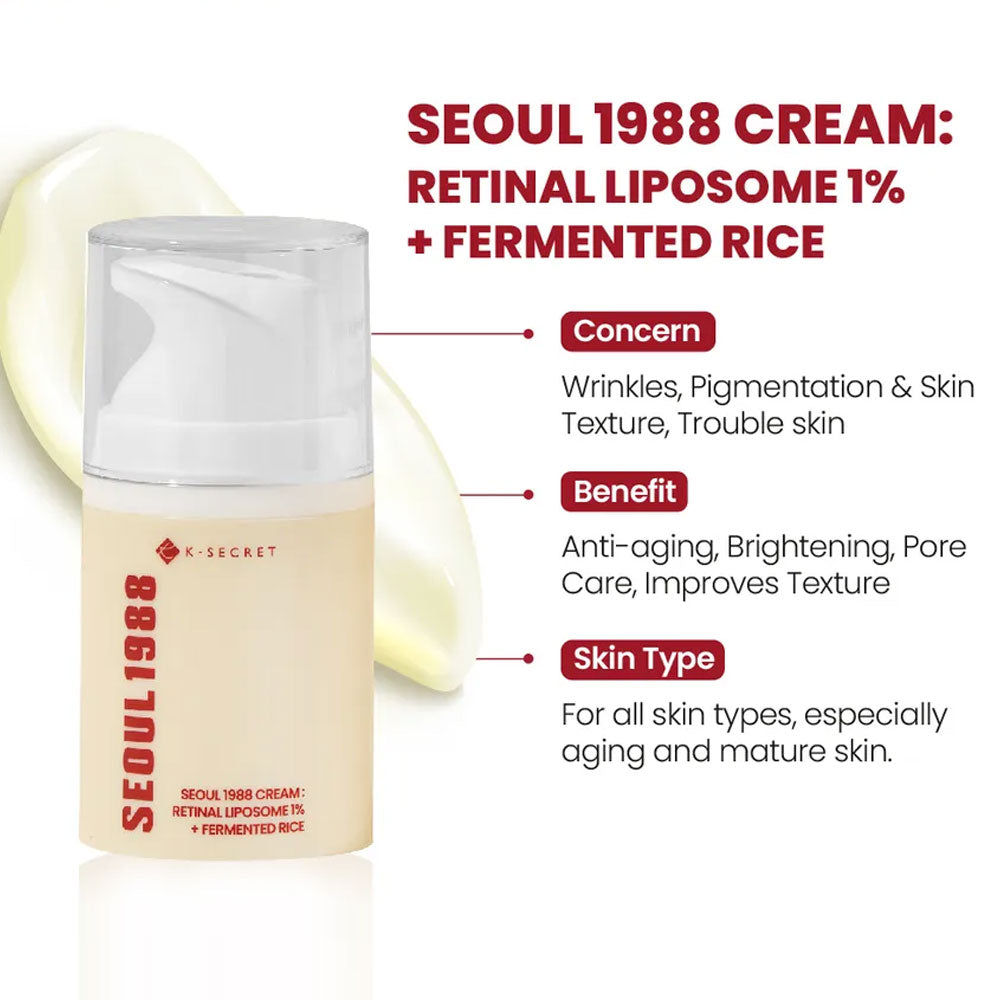 K-SECRET | SEOUL 1988 Cream : Retinal Liposome 1% + Fermented Rice 50ml