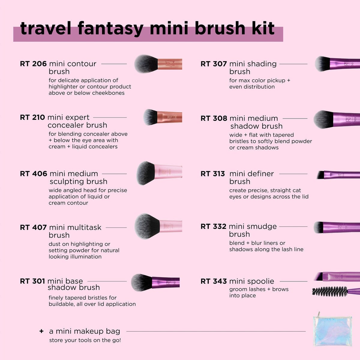 Real Techniques -Travel Fantasy Mini Brush 10/Pcs Kit