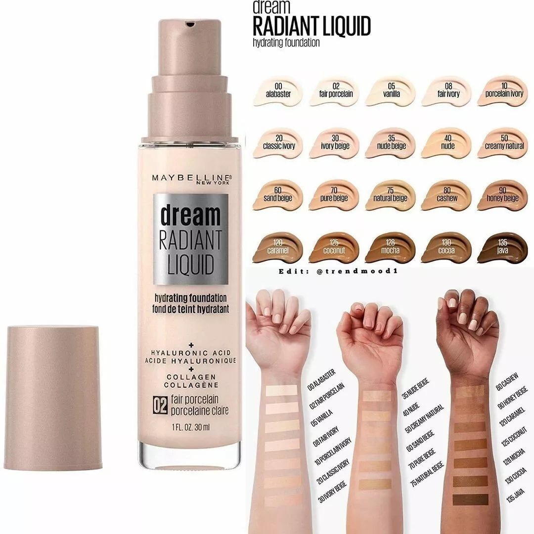 Maybelline Dream Radiant Satin Liquid Foundation ( 3/Shades Available )