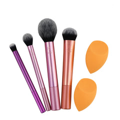 Real Techniques Everyday Essentials Makeup Brush Set With Bonus Miracle Complexion Sponge