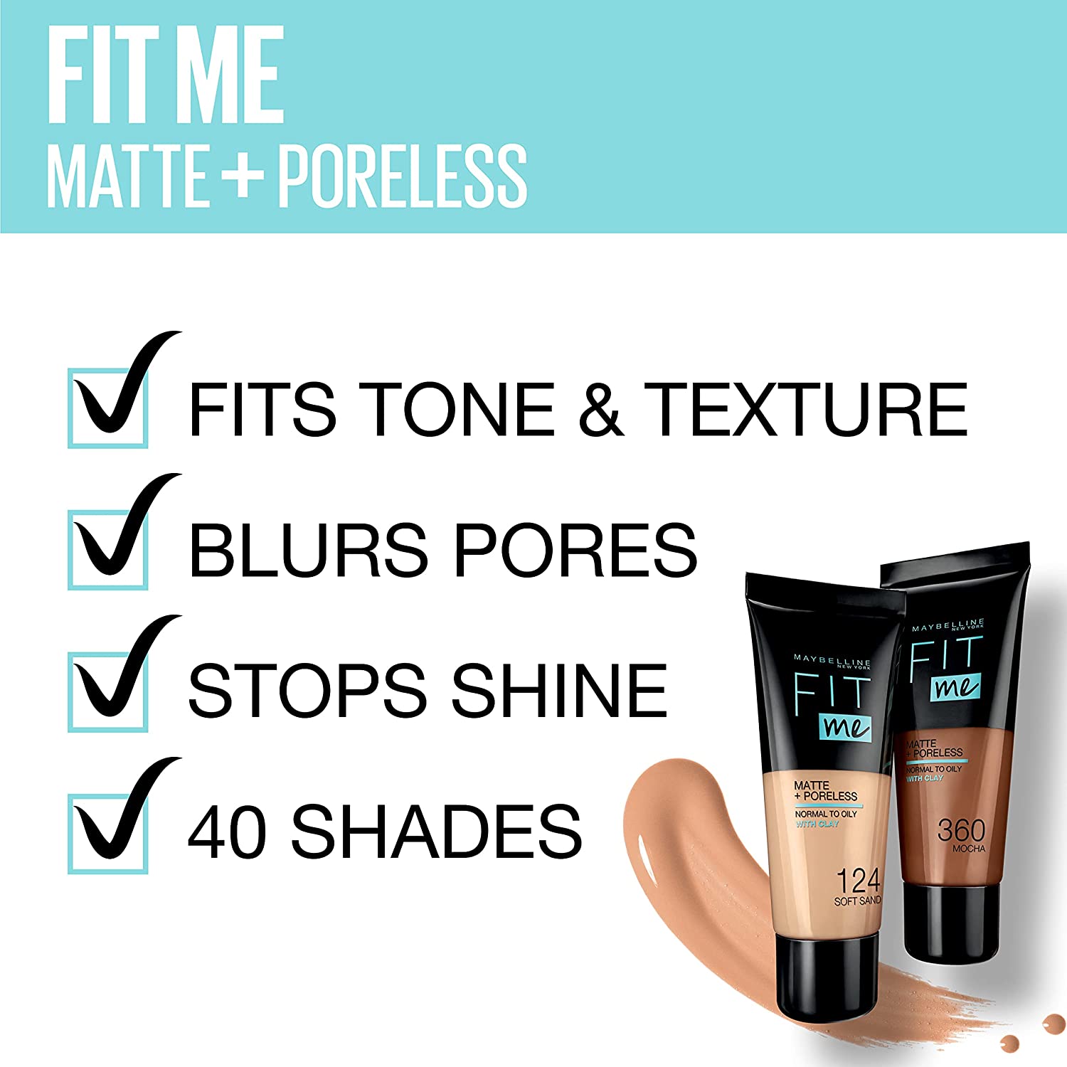 Maybelline Fit Me Matte + Poreless Foundation Tube ( 4/Shades Available )