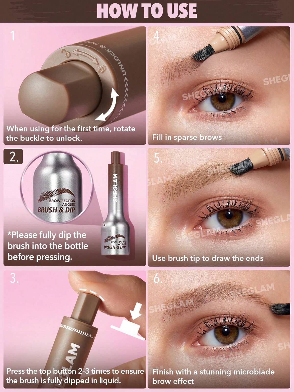 SHEGLAM Brow Shaping Brush & Dip (4/Shades Available)